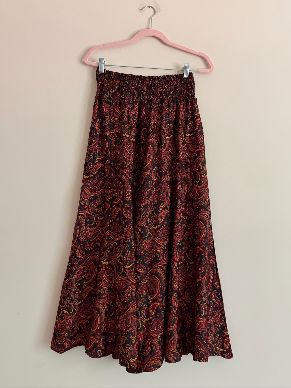 Coline Paisley Wide Leg Pants S/M Boho Flowy Pull On Palazzo Pants